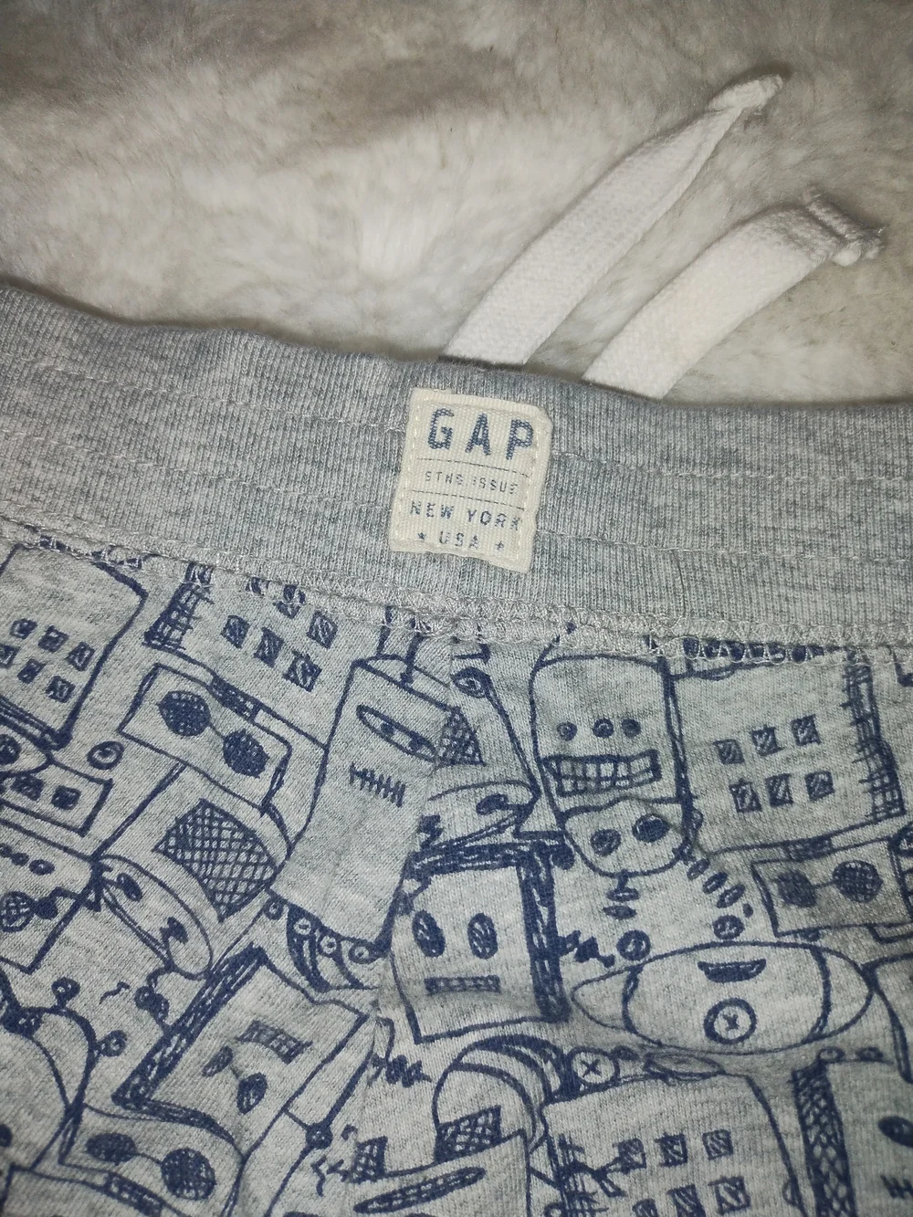 GAP Grey Shorts with Navy Robot Print